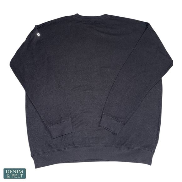 Alo Yoga Black Round Neck Logo Pullover Sweatshirt Athleisure Minimal Luxe - Picture 5 of 7